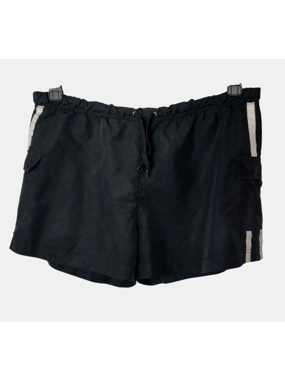 Zoey Beth Womens L Cargo Shorts Black Reflective Drawstring Casual Pockets